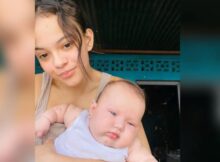 La mujer con su bebé.
