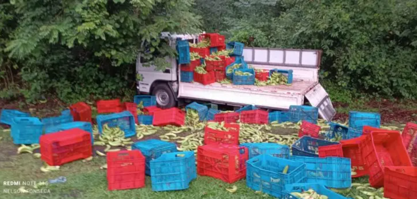 El camión tras el impacto.