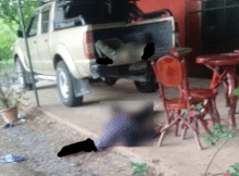 Los dos curpos tras el violento crimen.